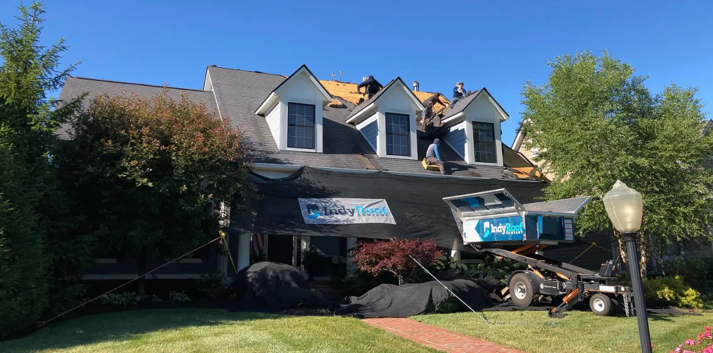 Storm damage documentation on a Rocky Ripple commercial building